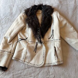Cato Cream and Brown Teddy Jacket